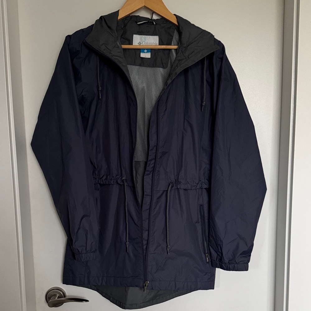 Columbia Waterproof Hooded Rain Jacket | Blue Lightweight Spring Coat | US SM - Picture 5 of 12